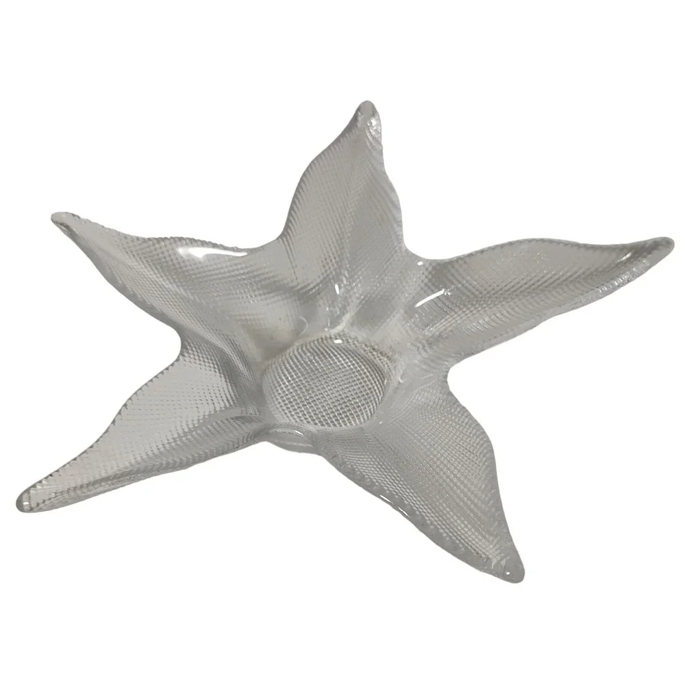 Textured‎ Clear Glass Starfish Bowl Nautical Cottage Core Beach Living 11 In SEE